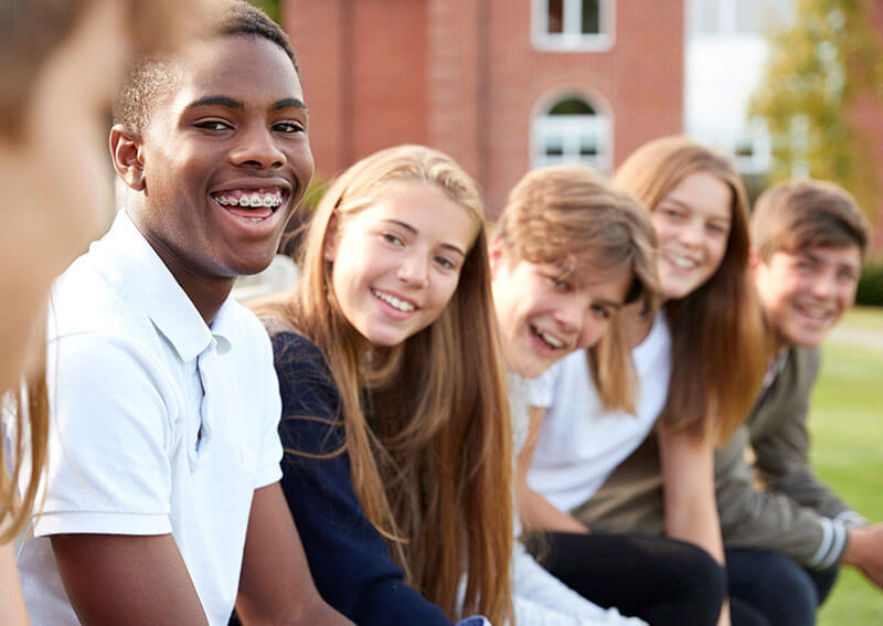 Students smiling at school