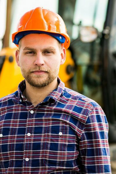 construction worker with serious face